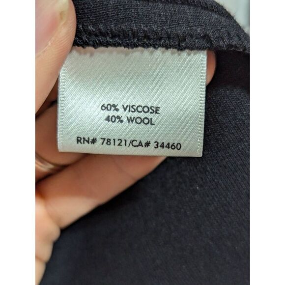 Eileen Fisher Women's Black Open Front Viscose Wool Blend Shawl Collar Cardigan - Picture 6 of 7